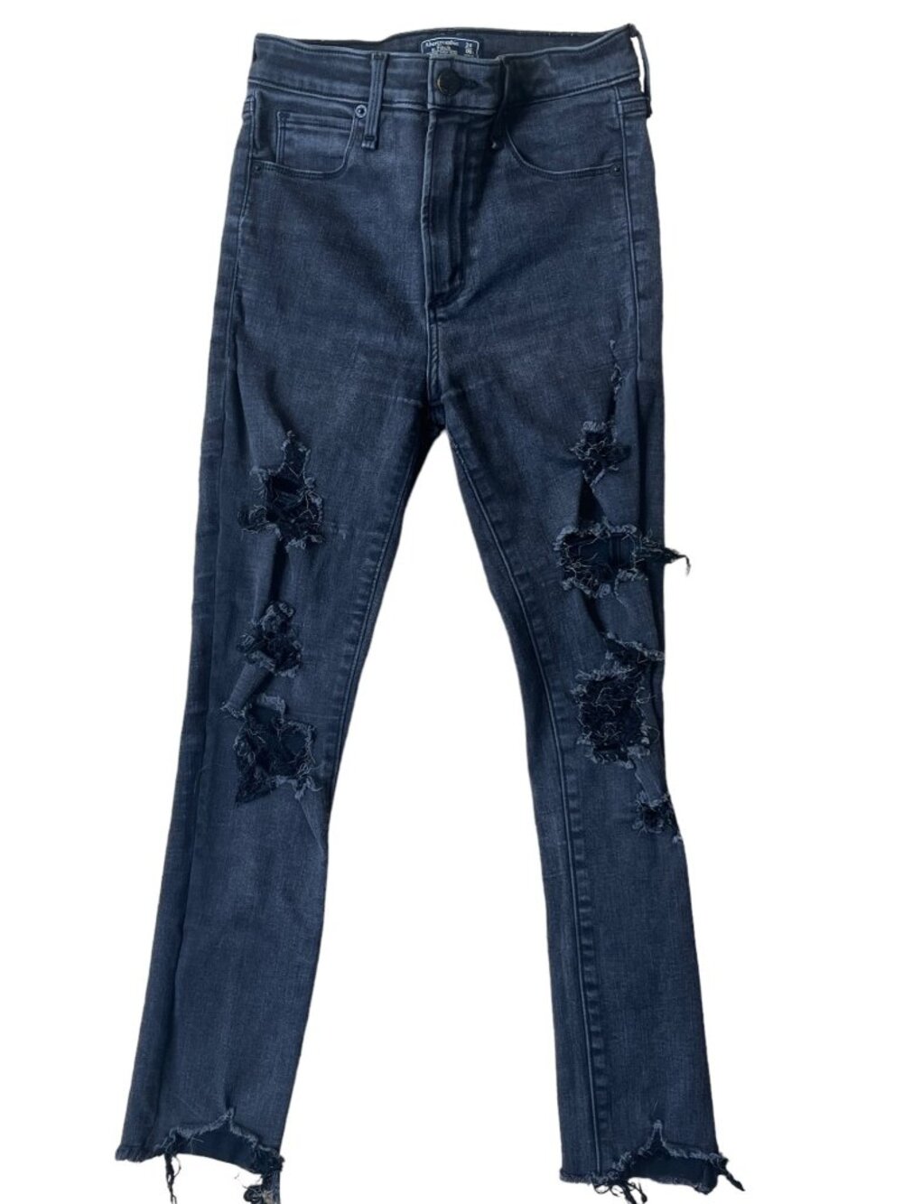 Abercrombie & Fitch Y2K Skinny High Rise Jeans Womens 24 Black Distressed Edgy